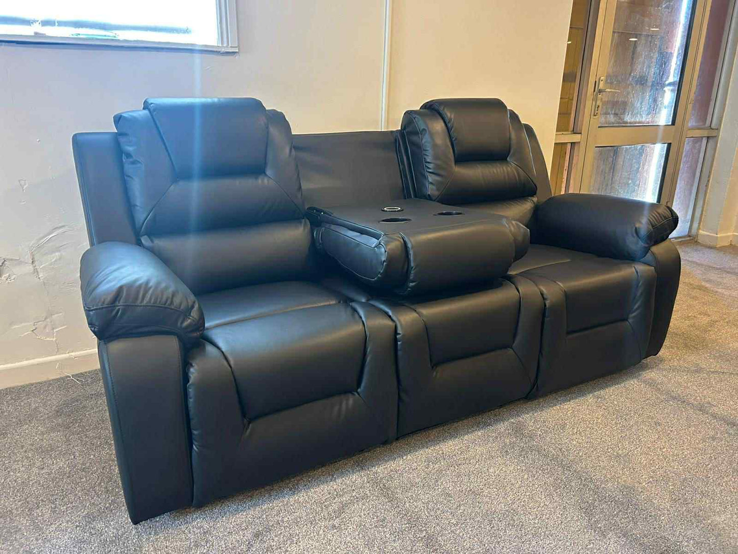 3+2 Black Leather Vancouver Electric Recliner Sofa