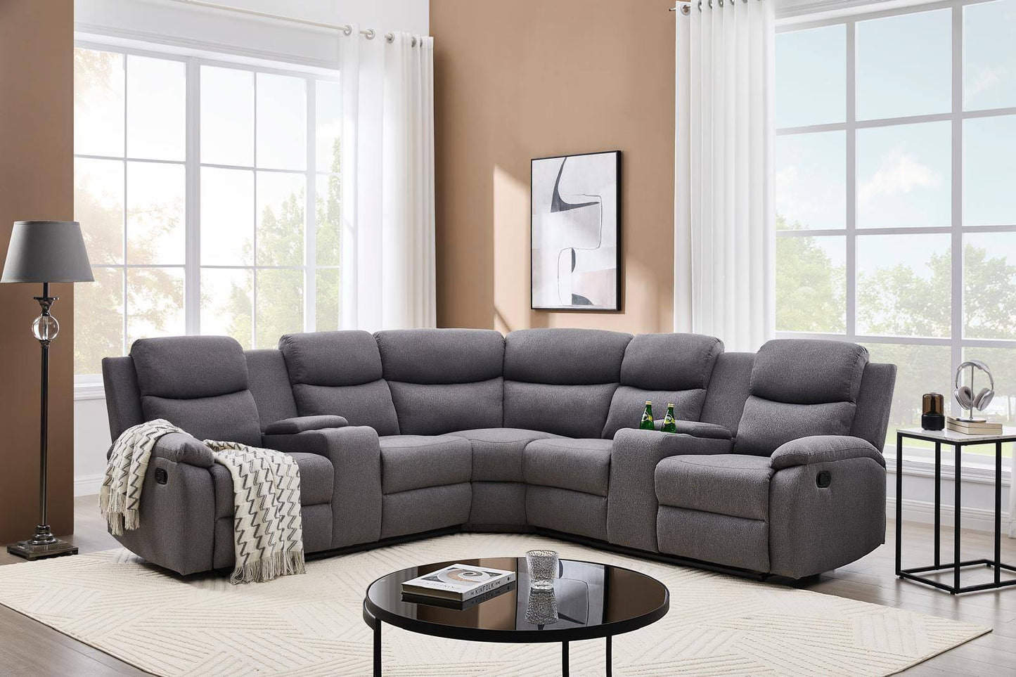 Pre-Order:Windsor Grey Fabric Corner Sofa