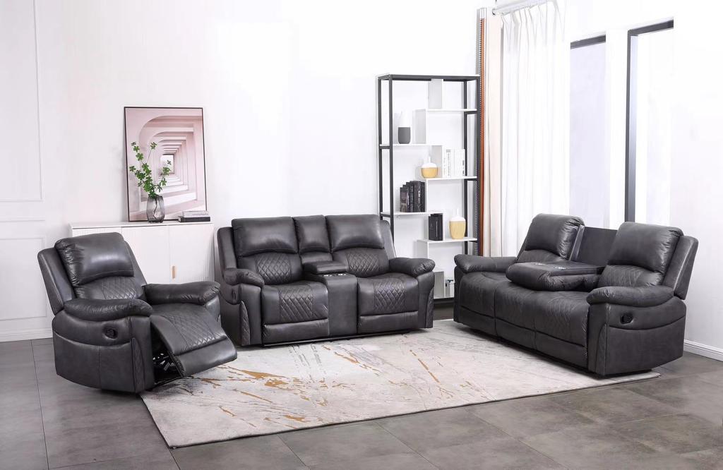 3+2 Norman Grey Fabric Recliner Sofa Range