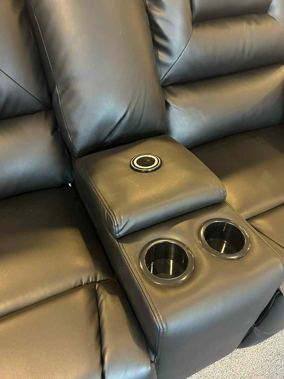 3+2 Black Leather Vancouver Electric Recliner Sofa
