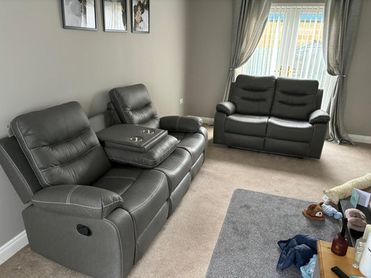 3+2 Meadow Grey Easy Clean Fabric Recliner Sofa Range